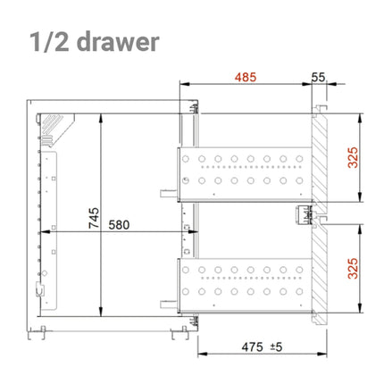 GGM Gastro Drawer kit - Stainless steel - 550x550x800mm - GN 1/2 - 2 drawers; for Refrigerated Beer Counter; suitable for BA series; for BRA & BLA series