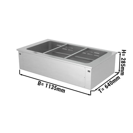 GGM Gastro Drop-in Bain Marie - 1135mm - 3x GN 1/1 - 200mm deep - Wet Heat - 2,19 kW