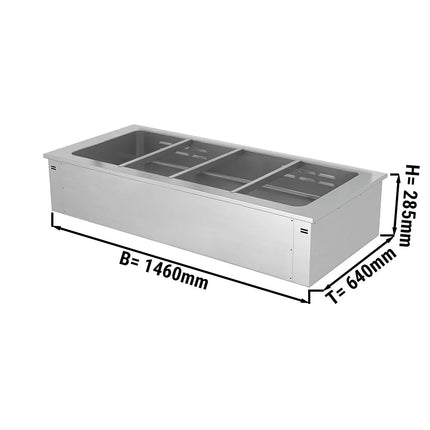 GGM Gastro Drop-in Bain Marie - 1500mm - 4x GN 1/1 - 200mm deep - Wet Heat - 2,92 kW