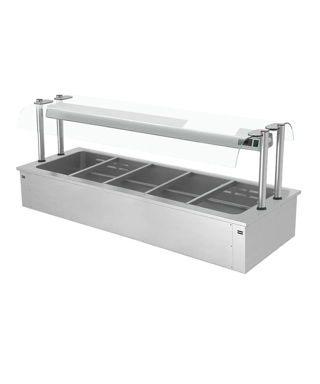 GGM Gastro Drop-in Bain Marie - 1785mm - 5x GN 1/1 - 200mm deep - 4,1 kW - with Glass Sneeze Guard