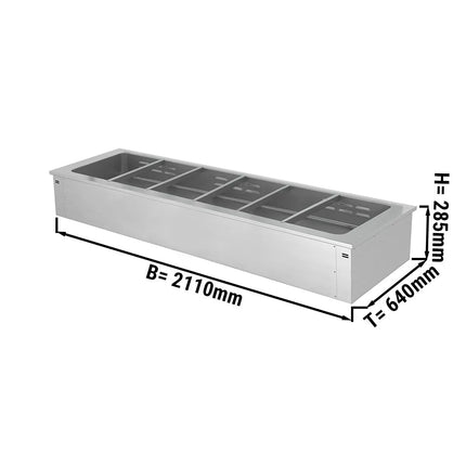 GGM Gastro Drop-in Bain Marie - 2110mm - 6x GN 1/1 - 200mm deep - Wet Heat - 4,38 kW