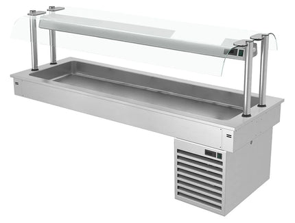 GGM Gastro Drop-in Bain Marie - 3x GN 1/1 - 200mm deep - 2,59 kW - with Glass Sneeze Guard - incl. Cooling Tray