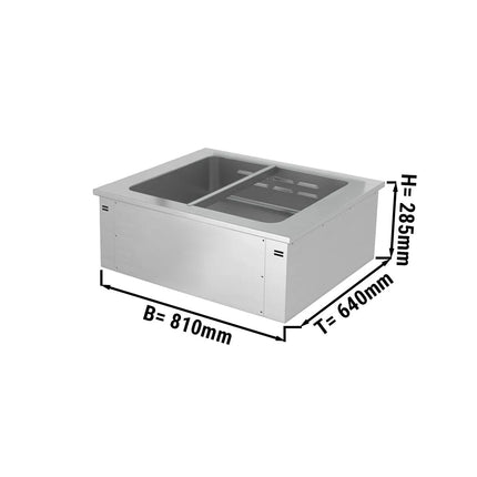 GGM Gastro Drop-in Bain Marie - 800mm - 2x GN 1/1 - 200mm deep - Wet Heat - 1,46 kW