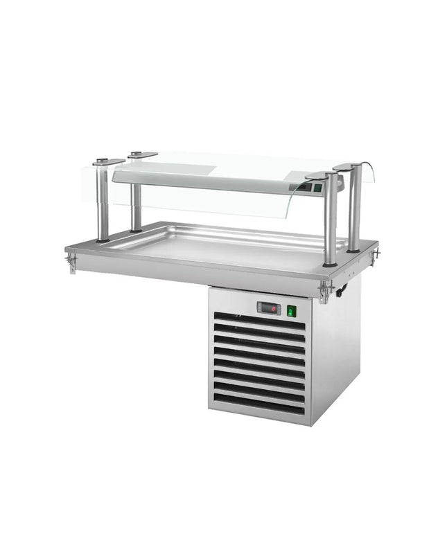 GGM Gastro Drop-In Cold Plate - 1000mm - +2 to +8°C - 3x GN 1/1 - 350W - with glass sneeze guard