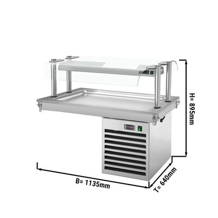 GGM Gastro Drop-In Cold Plate - 1000mm - +2 to +8°C - 3x GN 1/1 - 350W - with glass sneeze guard