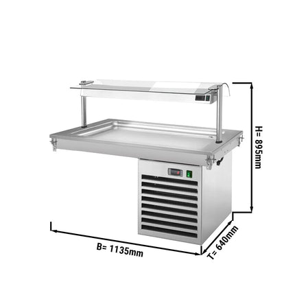 GGM Gastro Drop-In Cold Plate - 1000mm - +2 to +8°C - 3x GN 1/1 - 350W - with glass sneeze guard