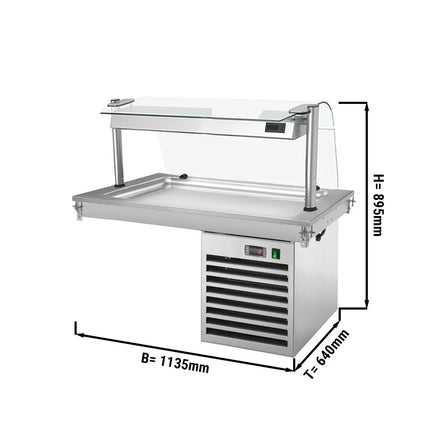 GGM Gastro Drop-In Cold Plate - 1000mm - +2 to +8°C - 3x GN 1/1 - 350W - with glass sneeze guard