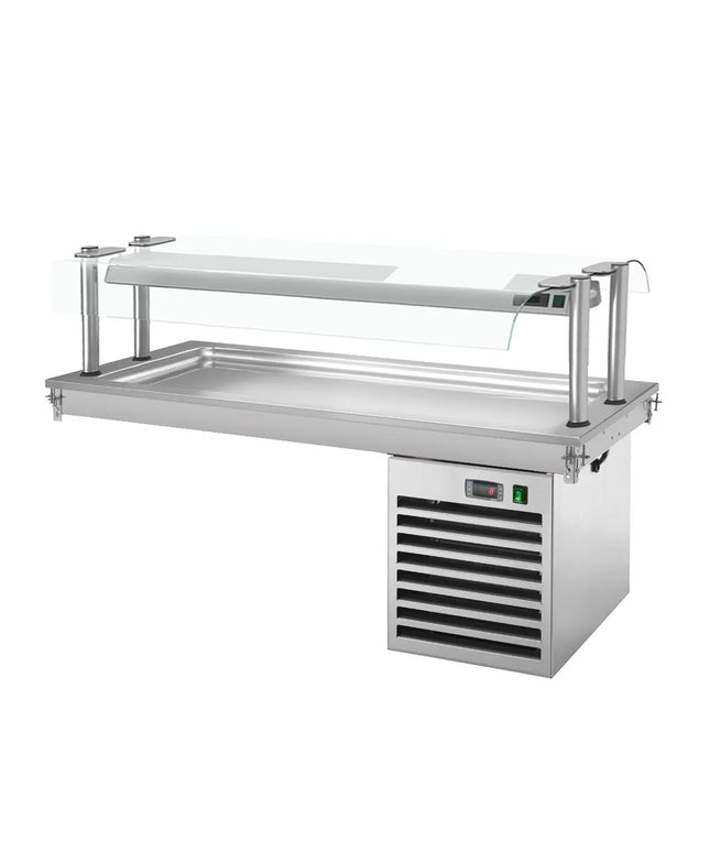 GGM Gastro Drop-In Cold Plate - 1500mm - +2 to +8°C - 4x GN 1/1 - 450W - with glass sneeze guard