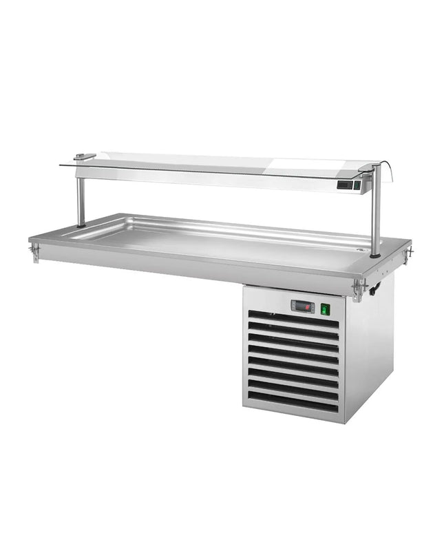 GGM Gastro Drop-In Cold Plate - 1500mm - +2 to +8°C - 4x GN 1/1 - 450W - with glass sneeze guard