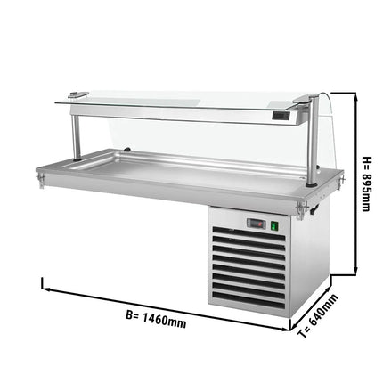 GGM Gastro Drop-In Cold Plate - 1500mm - +2 to +8°C - 4x GN 1/1 - 450W - with glass sneeze guard