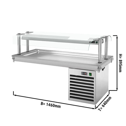 GGM Gastro Drop-In Cold Plate - 1500mm - +2 to +8°C - 4x GN 1/1 - 450W - with glass sneeze guard
