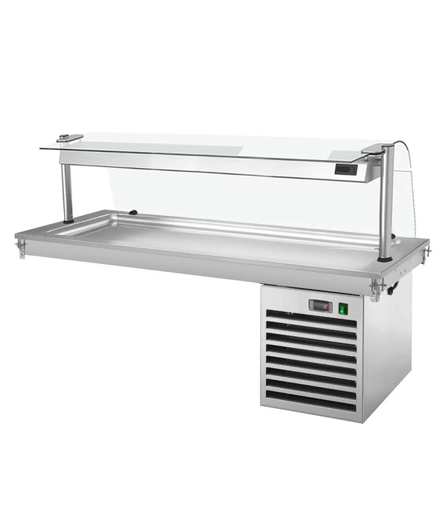 GGM Gastro Drop-In Cold Plate - 1785mm - +2 to +8°C - 5x GN 1/1 - 700W - with glass sneeze guard
