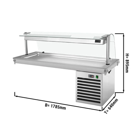 GGM Gastro Drop-In Cold Plate - 1785mm - +2 to +8°C - 5x GN 1/1 - 700W - with glass sneeze guard