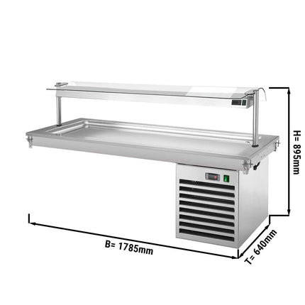 GGM Gastro Drop-In Cold Plate - 1785mm - +2 to +8°C - 5x GN 1/1 - 700W - with glass sneeze guard