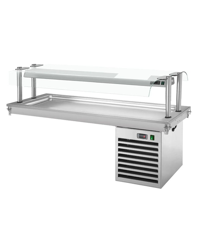 GGM Gastro Drop-In Cold Plate - 1800mm - +2 to +8°C - 5x GN 1/1 - 700W - with glass sneeze guard