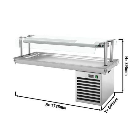GGM Gastro Drop-In Cold Plate - 1800mm - +2 to +8°C - 5x GN 1/1 - 700W - with glass sneeze guard