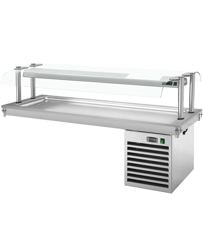 GGM Gastro Drop-In Cold Plate - 2100mm - +2 to +8°C - 6x GN 1/1 - 700W - with glass sneeze guard