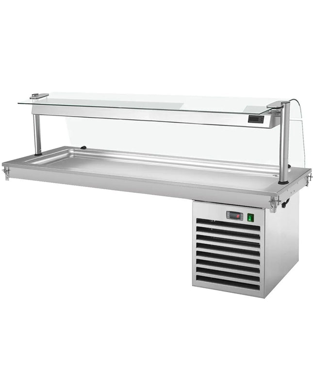 GGM Gastro Drop-In Cold Plate - 2100mm - +2 to +8°C - 6x GN 1/1 - 700W - with glass sneeze guard