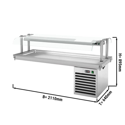 GGM Gastro Drop-In Cold Plate - 2100mm - +2 to +8°C - 6x GN 1/1 - 700W - with glass sneeze guard