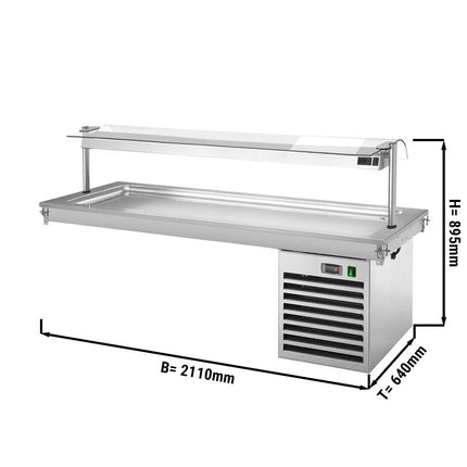GGM Gastro Drop-In Cold Plate - 2100mm - +2 to +8°C - 6x GN 1/1 - 700W - with glass sneeze guard