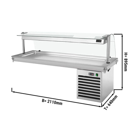 GGM Gastro Drop-In Cold Plate - 2100mm - +2 to +8°C - 6x GN 1/1 - 700W - with glass sneeze guard