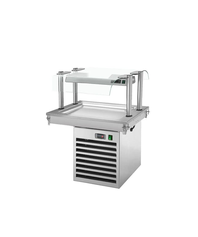 GGM Gastro Drop-In Cold Plate - 800mm - +2 to +8°C - 2x GN 1/1 - 350W - with glass sneeze guard