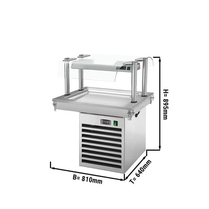 GGM Gastro Drop-In Cold Plate - 800mm - +2 to +8°C - 2x GN 1/1 - 350W - with glass sneeze guard