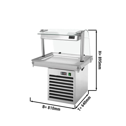 GGM Gastro Drop-In Cold Plate - 800mm - +2 to +8°C - 2x GN 1/1 - 350W - with glass sneeze guard