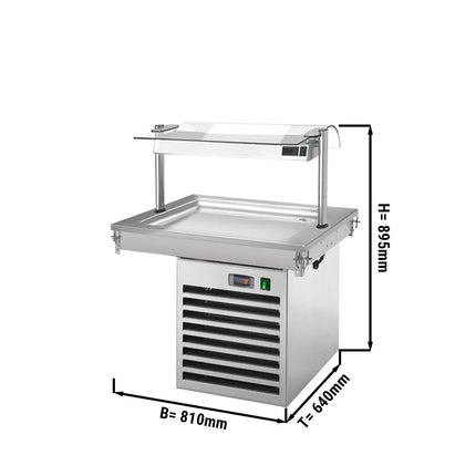 GGM Gastro Drop-In Cold Plate - 810mm - +2 to +8°C - 2x GN 1/1 - 350W - with glass sneeze guard