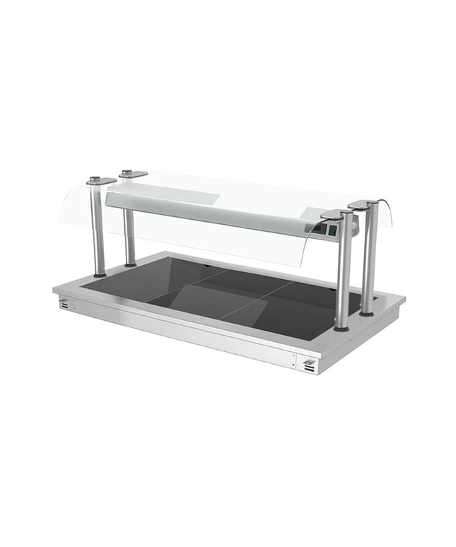 GGM Gastro Drop-in Hot Plate - Stainless Steel - 1000mm - 3x GN 1/1 - 1.35 kW - with Toughened Glass Sneeze Screen