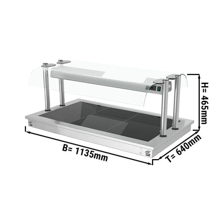 GGM Gastro Drop-in Hot Plate - Stainless Steel - 1000mm - 3x GN 1/1 - 1.35 kW - with Toughened Glass Sneeze Screen