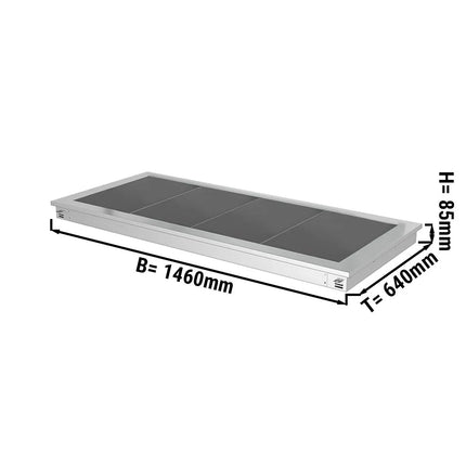 GGM Gastro Drop-in Hot Plate - Stainless Steel - 1460mm - 4x GN 1/1 - 1.8 kW