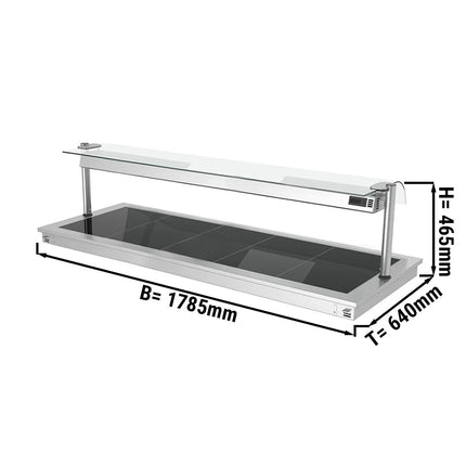 GGM Gastro Drop-in Hot Plate - Stainless Steel - 1785mm - 5x GN 1/1 - 2.25 kW - with Toughened Glass Sneeze Screen