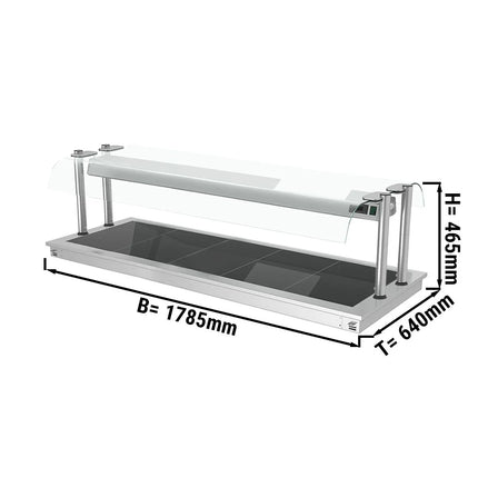 GGM Gastro Drop-in Hot Plate - Stainless Steel - 1785mm - 5x GN 1/1 - 2.25 kW - with Toughened Glass Sneeze Screen