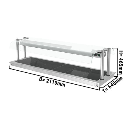 GGM Gastro Drop-in Hot Plate - Stainless Steel - 2110mm - 6x GN 1/1 - 2.7 kW - with Toughened Glass Sneeze Screen