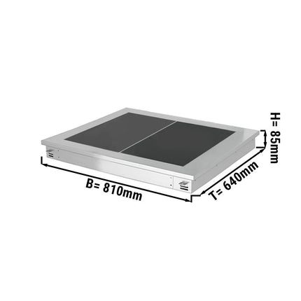 GGM Gastro Drop-in Hot Plate - Stainless Steel - 800mm - 2x GN 1/1 - 0.9 kW