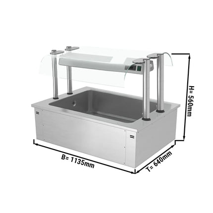 GGM Gastro Drop-In Ice Well - 1135mm - 3x GN 1/1 - 130L - with Glass Sneeze Guard