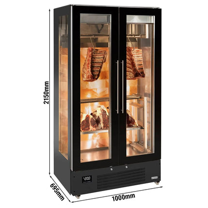 GGM Gastro Dry Ageing Fridge - 1000x695mm - with 2 glass doors - Black