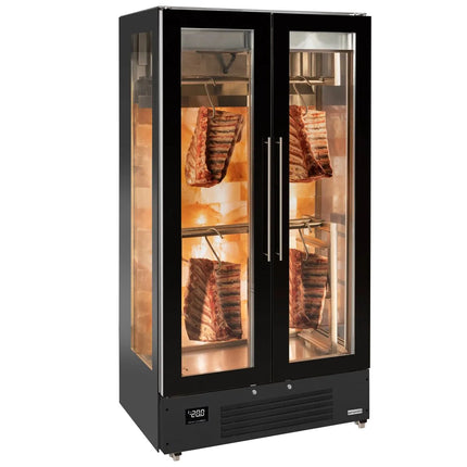 GGM Gastro Dry Ageing Fridge - 1000x695mm - with 2 glass doors - Black