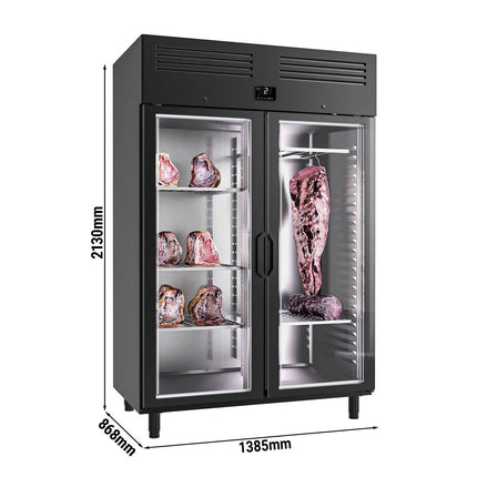 GGM Gastro Dry Ageing Fridge - 1385x868mm - with 2 glass doors - Black