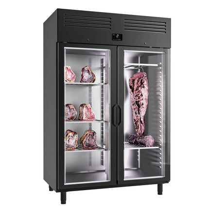 GGM Gastro Dry Ageing Fridge - 1385x868mm - with 2 glass doors - Black