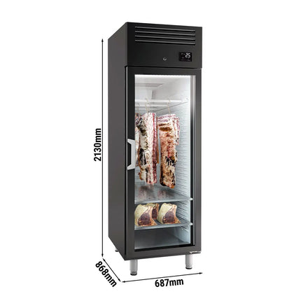GGM Gastro Dry Ageing Fridge - 687x868mm - with 1 glass door - Black