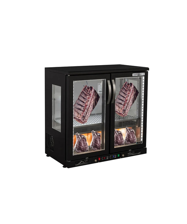 GGM Gastro Dry Ageing Fridge - 920x550mm - with 2 glass doors - Black