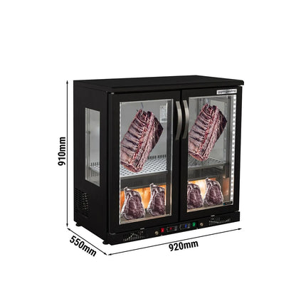 GGM Gastro Dry Ageing Fridge - 920x550mm - with 2 glass doors - Black