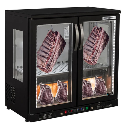GGM Gastro Dry Ageing Fridge - 920x550mm - with 2 glass doors - Black
