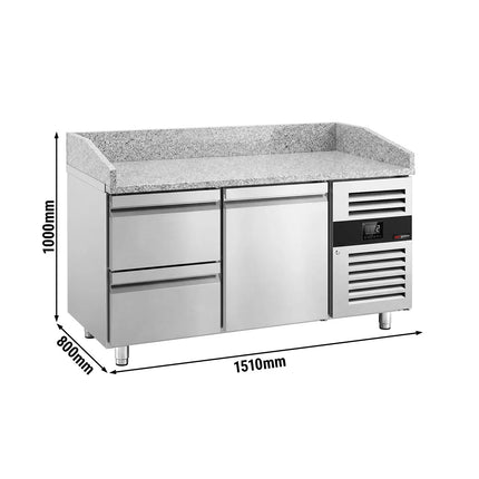 GGM Gastro ECO pizza refrigerated counter - 1500x800mm - with 1 door & 2 drawers
