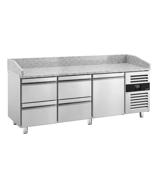 GGM Gastro ECO pizza refrigerated counter - 2000x800mm - with 1 door & 4 drawers
