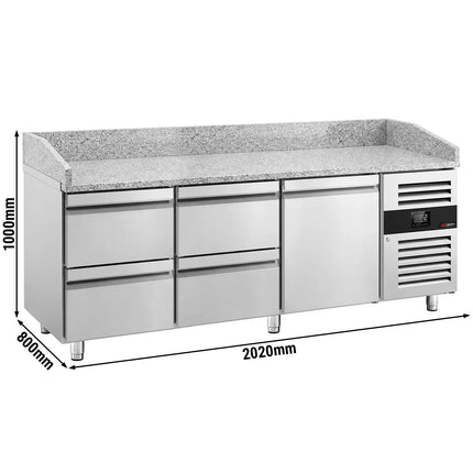 GGM Gastro ECO pizza refrigerated counter - 2000x800mm - with 1 door & 4 drawers