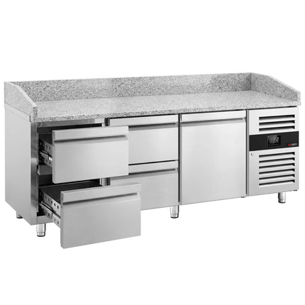 GGM Gastro ECO pizza refrigerated counter - 2000x800mm - with 1 door & 4 drawers