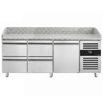 GGM Gastro ECO pizza refrigerated counter - 2000x800mm - with 1 door & 4 drawers
